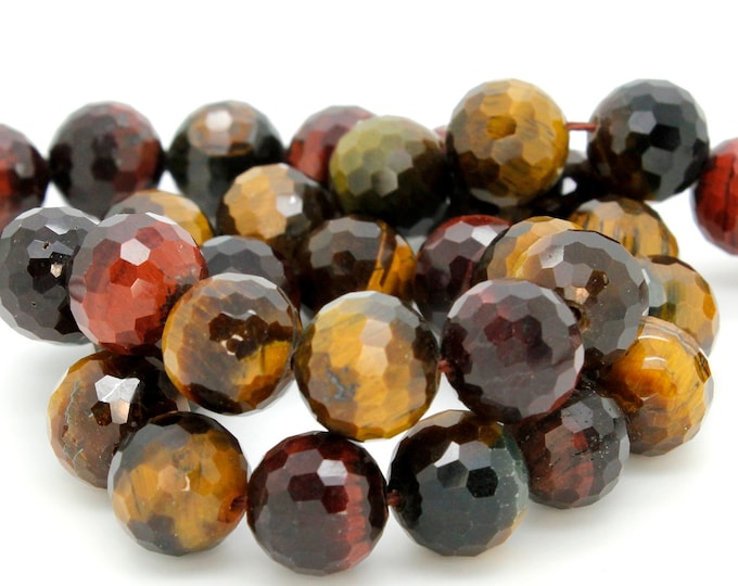 Natural Red Tiger's Eye, Red Tiger's Eye Faceted Sphere Ball Round Natural Gemstone Beads Stones - RNF77