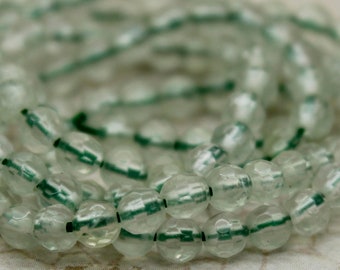 Prehnite Beads, Natural Prehnite Polisehd Faceted Round Transparent Gemstone Beads (Size 3mm) - 15.5" Strand - PG273