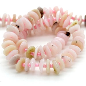 Pink Opal Beads, Natural Pink Opal Nuggets Rough Cut Irregular Shape Smooth Gemstone Beads - Assorted Size -15.5" strand - RDS15