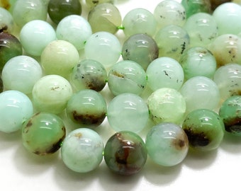 Natural Chrysoprase Beads, AAA Green Polisehd Smooth Round Natural Chrysoprase 4mm 6mm 8mm Gemstone Beads - RN134