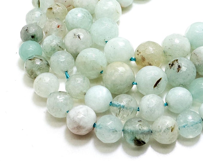 Blue Agate Faceted Polished Round 8mm 10mm Gemstone Jewelry Making Beads - RNF133B