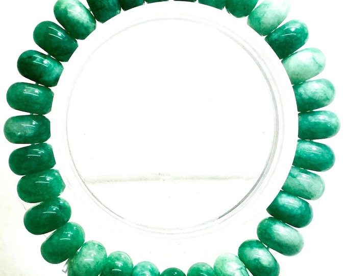 Aqua Green Jade 10mm Rondelle Gemstone Beads Stretch Elastic Cord Handmade Beaded Bracelet Accessories - PGBRD17