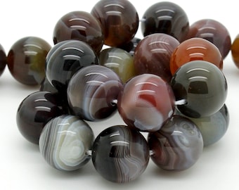 Grade AAA Natural Botswana Agate Polished Smooth Round Loose Sphere Ball Gemstone Beads - RN58