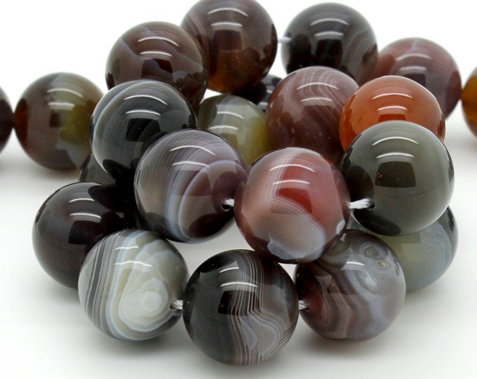 Grade AAA Natural Botswana Agate Polished Smooth Round  Sphere Ball Gemstone Beads - RN58