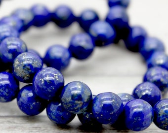 Natural Lapis Gemstone Beads, Lazuli Lapis Smooth Polished Round Beads Loose Gemstone Bead (3mm 4mm 5mm 6mm 8mm 10mm 12mm 14mm 16mm) - PG05