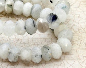 Natural Moonstone Beads, Genuine Moonstone Faceted Rondelle Natural Loose Gemstone Stone Beads - RDF56