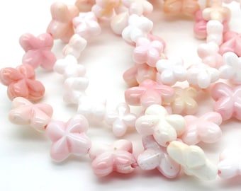 AAA Pink Queen Conch Shell, Natural Queen Conch Shell Flower Petal Cross Smooth Polished Gemstone Beads - PGS201