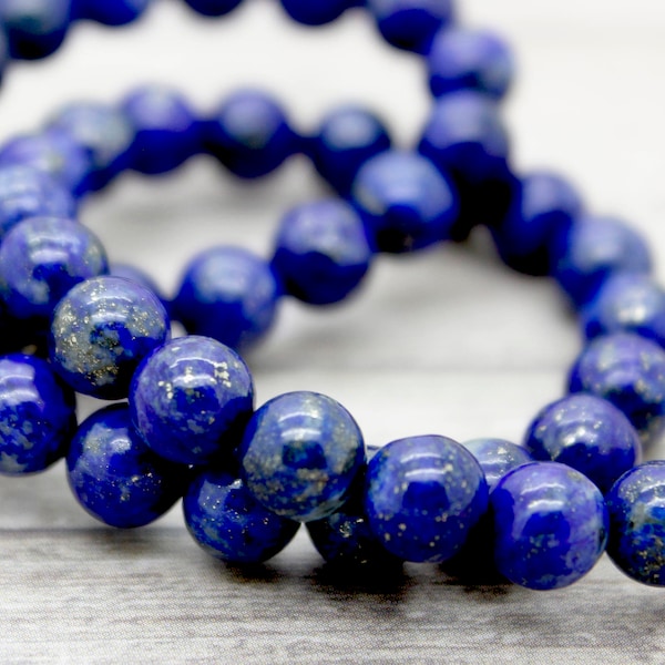 Natural Lapis Gemstone Beads, Lazuli Lapis Smooth Polished Round Beads Loose Gemstone Bead (3mm 4mm 5mm 6mm 8mm 10mm 12mm 14mm 16mm) - PG05