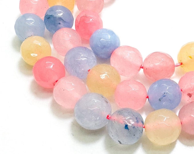 Multi Color Rainbow Agate Faceted Round 8mm Gemstone Jewelry Making Beads - RNF132-7