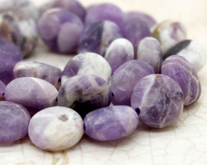 Amethyst Beads, Matte Natural Amethyst Flat Round Loose Purple Gemstone Beads (10mm x 5mm) - PG126
