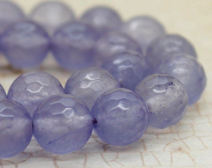 Agate Beads, Frosted Transparent Lavender Faceted Round Loose Gemstone Beads - RNF26