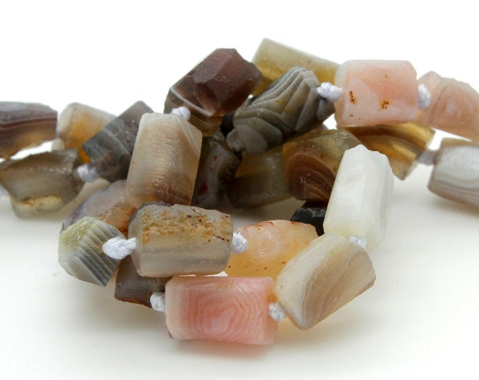 Nautral Botswana Agate Rough Cut Nugget Cube Loose Chips Gemstone Assorted Size Beads - PGS150