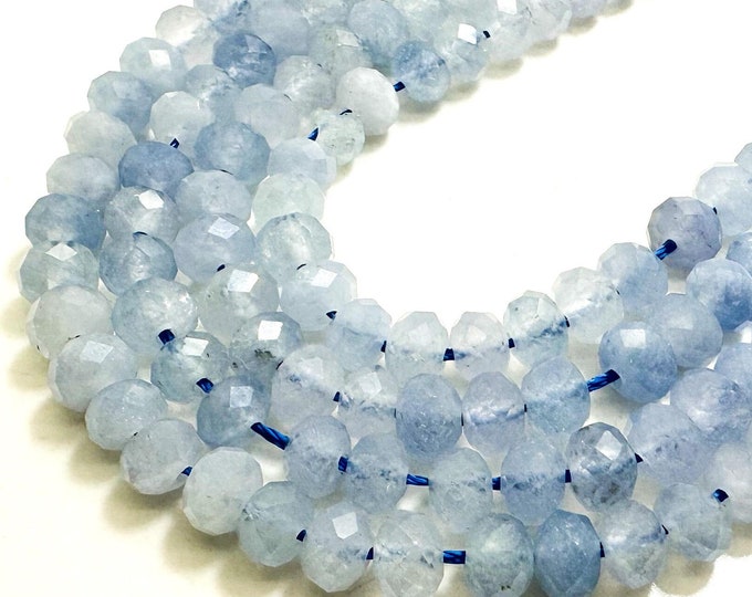 Natural Blue Lace Agate Faceted Rondelle 4mm x 6mm Gemstone Beads - RDF114