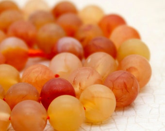 Natural Carnelian, Matte Orange Carnelian Round Loose Gemstone Beads (8 10 16mm) - PG149