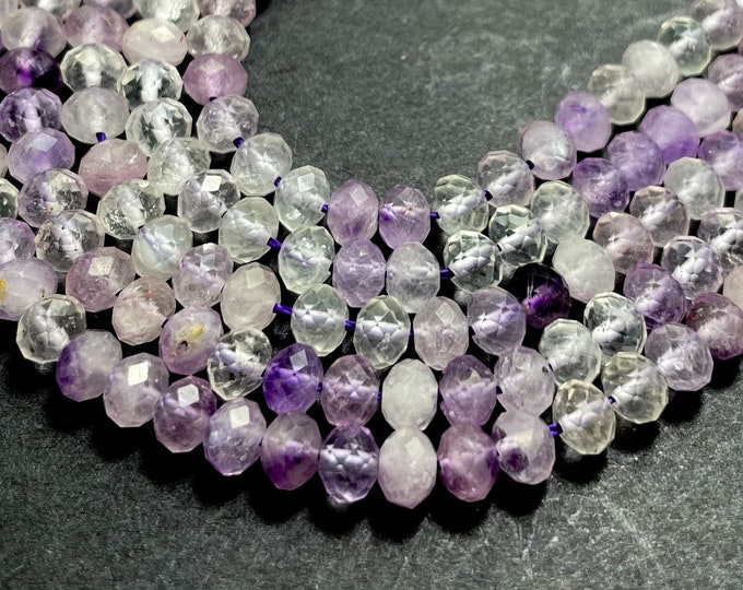 Natural Purple Amethyst AAA High Quality Faceted Rondelle 4mm x 5mm Gemstone Beads - RDF03