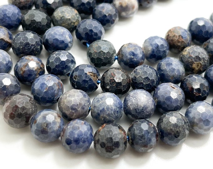Blue Sapphire Beads, Genuine AAA Natural Sapphire Faceted Round 6mm 7mm Gemstone Beads - RNF33B