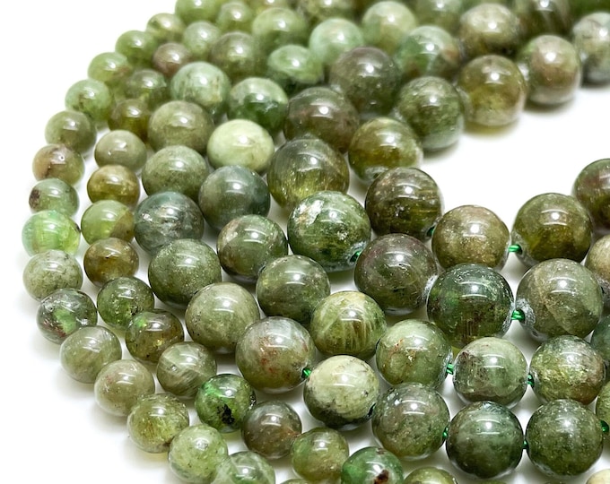 Natural Green Kyanite Beads, Smooth Polished Green Kyanite 6mm 8mm 10mm Round Gemstone Beads - RN140