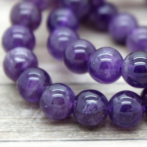 Amethyst Beads, AAA Purple Natural Amethyst Smooth Round Sphere Loose Gemstone Beads (4mm 6mm 8mm 10mm 12mm) - PG16