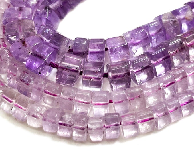 Natural Purple Amethyst Polished Smooth Triangle Heishi Transparent Gemstone Beads - (4mm x 6mm, 5mm x 8mm) - PG153