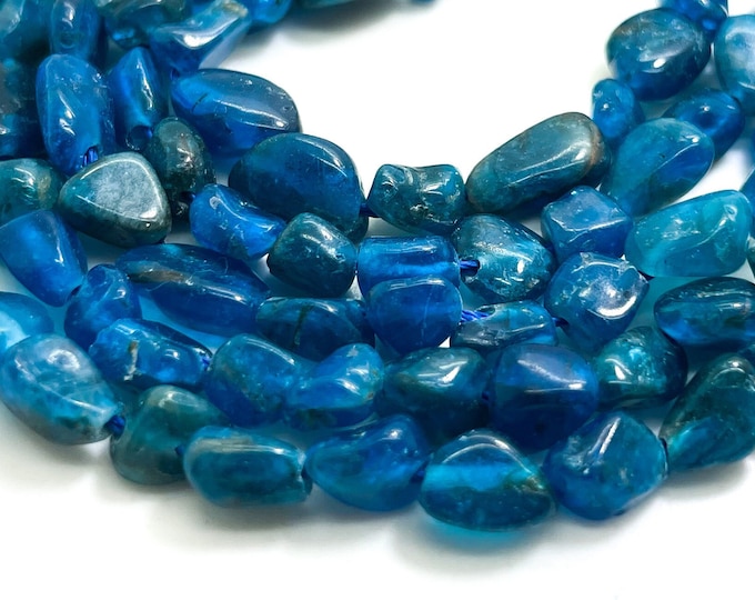 Blue Apatite Beads, Natural Apatite Small Nugget Polished Pebble Gemstone Beads - PGS151