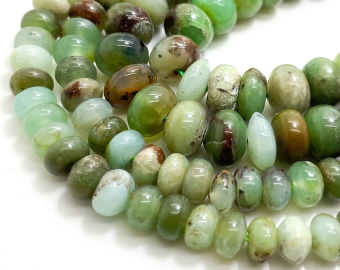 Natural AAA Chrysoprase Smooth Polished Rondelle Gemstone Beads Size 6mm 8mm 15.5'' Strand - RD31