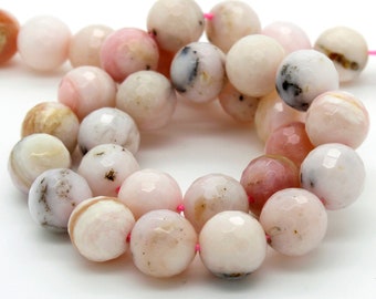 Natural Pink Opal, Pink Opal Faceted Round Natural Gemstone Beads - (4mm, 6mm, 8mm, 10mm) - RNF47