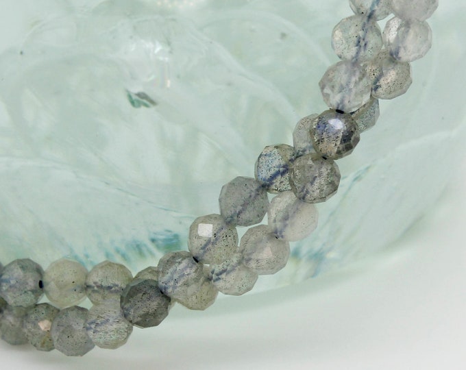 Natural Labradorite Brads, Small Labradorite Round Faceted Ball Sphere Gemstone Loose Beads 3mm 5mm - RNF30