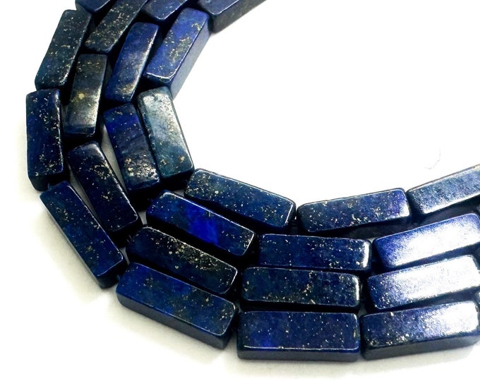 Natural Blue Lapis lazuli 4mm x 4mm x 13mm Rectangle Stick Cuboid Smooth Gemstone Beads - PG97A