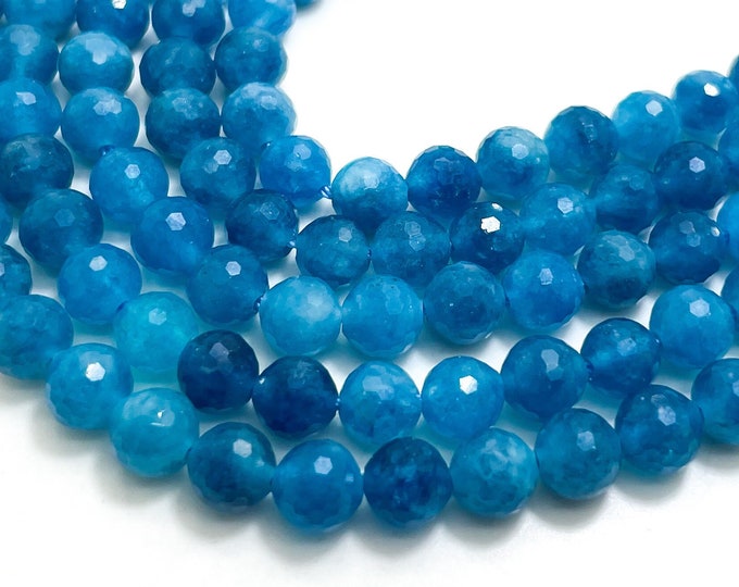 Grade AAA Natural Apatite Faceted Round Sphere Ball 5mm 6mm 8mm Gemstone Beads - RNF58