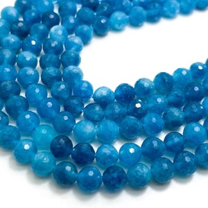 Grade AAA Natural Apatite Faceted Round Sphere Ball 5mm 6mm 8mm Gemstone Beads - RNF58