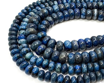Genuine Lapis Lazuli Beads, Natural High Grade Lapis Smooth Rondelle Round Loose Gemstone 4mm x 6mm, 5mm x 8mm Beads - RD04A