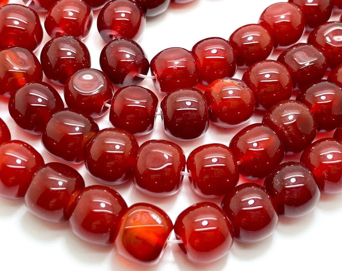 Natural Carnelian Rondelle 8mm x 10mm 13mm x 15mm Smooth Polished Cylinder Tube Barrel Gemstone Beads - PG203