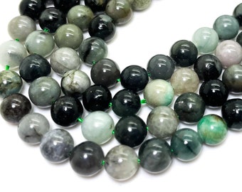 Real Genuine Natural Green Emerald Smooth Polished 6mm Round Gemstone Beads - RN190