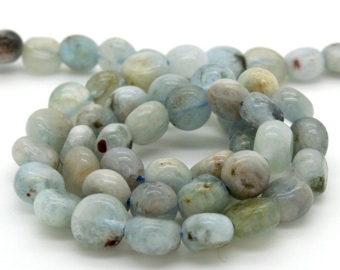 Natural Aquamarine Beads, Aquamarine Smooth Flat Circle Round 8mm Natural Gemstone Beads - PGS92