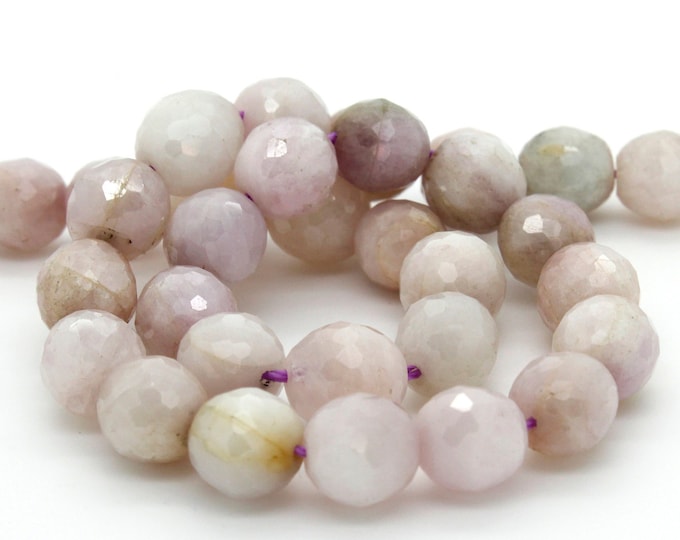 Kunzite, Natural Kunzite Faceted Round Ball Sphere Loose Gemstone Beads - RNF62