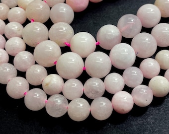 Pink Calcite Beads, Natural Pink Mangano Calcite Smooth Round Polished Gemstone Beads - RN194