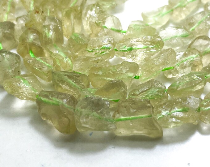 Natural Prehnite Beads, Green Prehnite Rough Nugget Pebble Chunks Gemstone Beads - PGS151