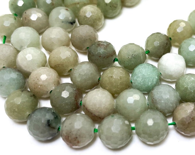 Natural Green Aventurine Faceted Round 8mm Gemstone Beads - RNF128