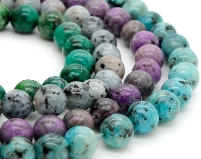 Jasper Beads, Smooth Polished Round Jasper Sphere Loose Gemstone Bead Beads (Green, Purple, Gray) RN43