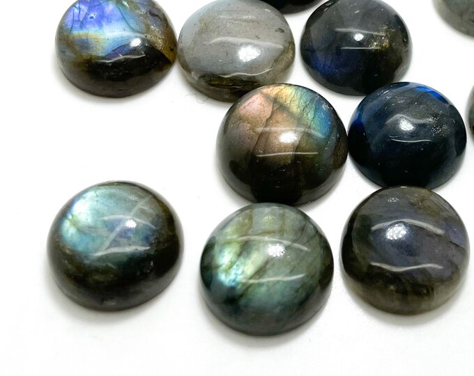 Labradorite Cabochon Beads, 1 Piece Natural Labradorite Polished Round Gemstone Non Drilled Beads for Ring Necklace Pendant Jewelry - PGL20