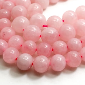 Rose Quartz Beads, Natural Polished Smooth High Quality Pink Rose Quartz Round Gemstone Beads (4mm 6mm 8mm 10mm) - PG300