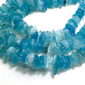 Natural Aquamarine Beads, Blue Aquamarine Flat Chips Nugget Assorted Size Gemstone Beads - PG80