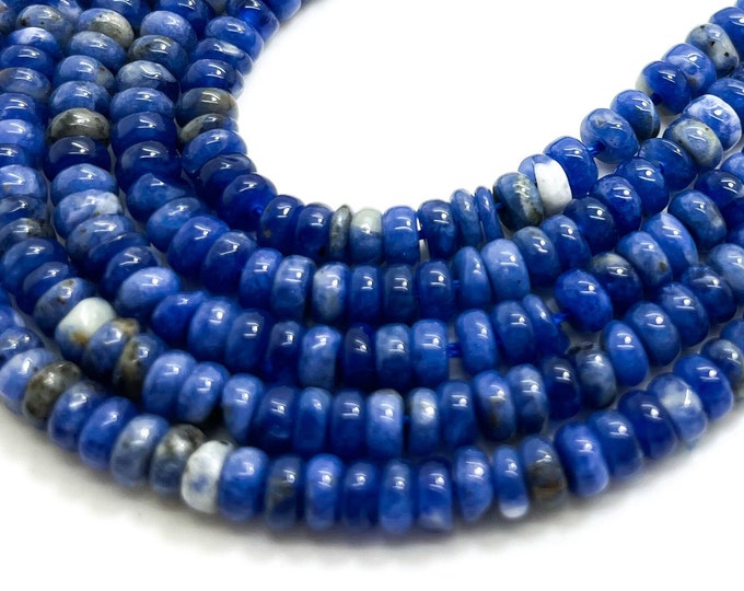 Sodalite Beads, Natural High Quality Blue Sodalite Smooth Polished Rondelle Round Flat 2mm x 4mm Gemstone Beads - RD34