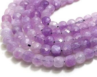 Purple Amethyst Beads, Natural Purple Amethyst Square Cube Faceted Size 6mm Gemstone Beads - PGS262