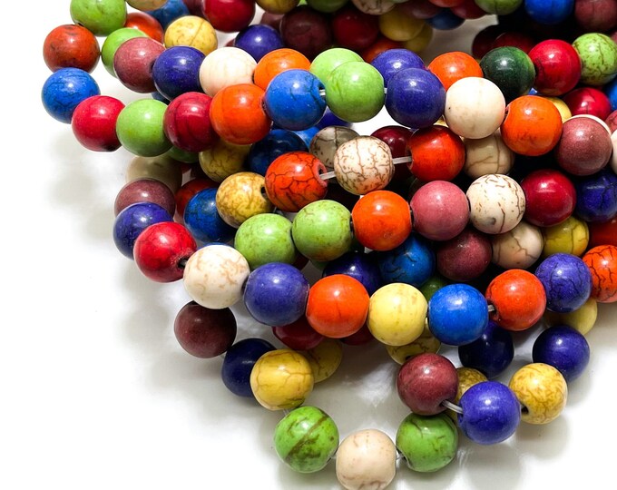 Multi-Color Smooth Round Howlite Sphere Ball Loose Gemstone Beads (Assorted Color) - RN26