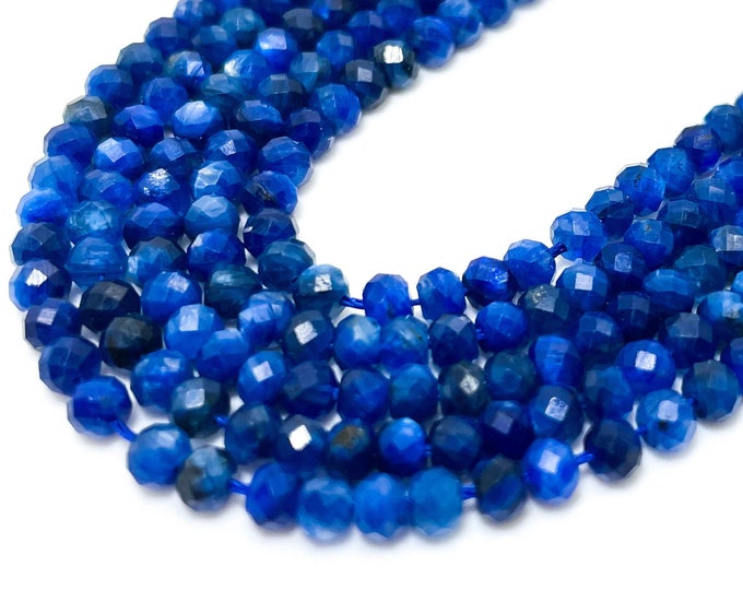 Natural AAA Blue Lapis Lazuli Faceted Rondelle 2mm x 3mm Gemstone Beads - RDF115