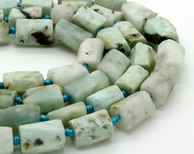 Larimar, Natural Larimar Rough Cut Nugget Cube Chips Loose Gemstone Assorted Size Beads - PGS184