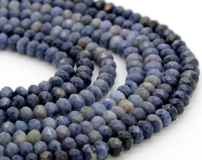 Genuine Natural Sapphire Rondelle Faceted Gemstone Beads (3mm x 4mm) -15.5" Strand - RDF25