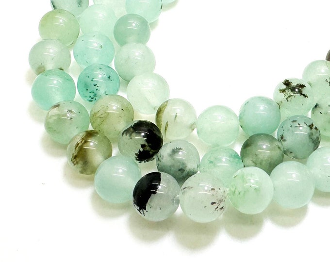 Light Green Amazonite Jade Smooth Polished Round 8mm Gemstone Jewelry Making Beads - RN198L