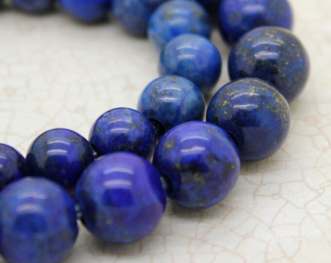 Lapis Lazuli (Dyed) Smooth Round Gemstone 8mm 10mm 12mm Beads (8" strand - 2.5 mm hole) - 8RN03
